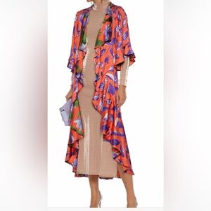 Alice & Olivia reversible satin leaf print kimono